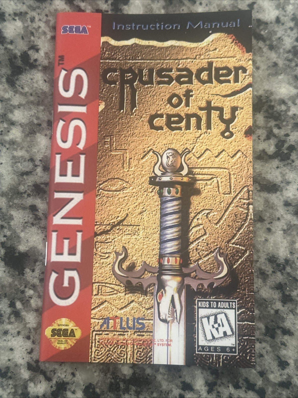Crusader of Centy – 16 Bit Game Cartridge, Manual, and Case