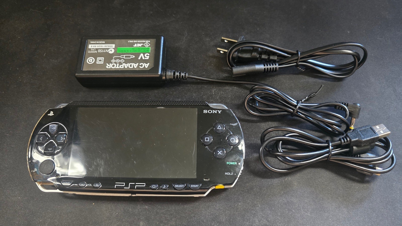Sony PSP-1001 Playstation Portable Black Handheld Console System G/VG w 32mb&AC