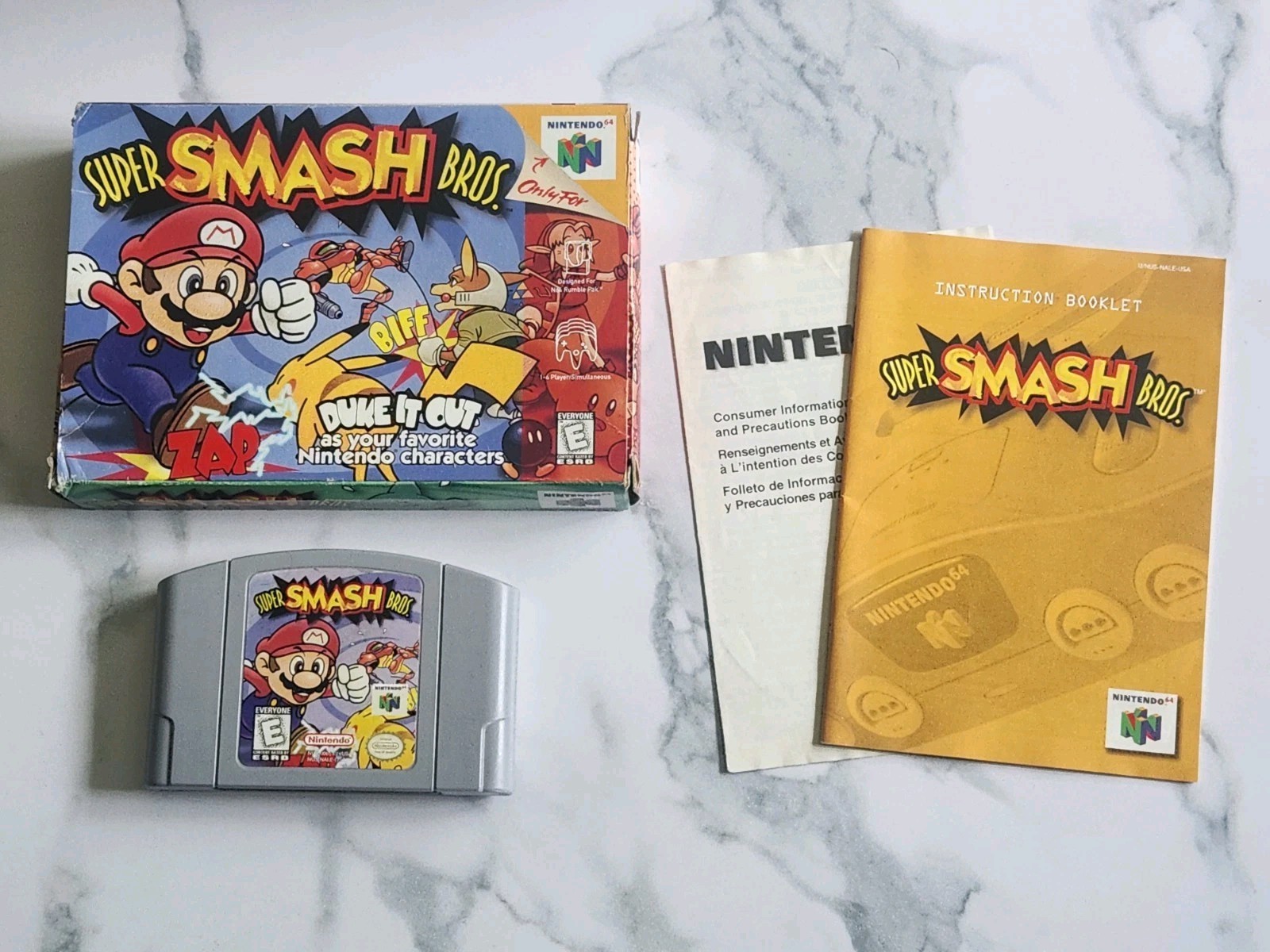 Super Smash Bros. CIB Complete. N64 Nintendo 64. Tested. Authentic. Very Good.