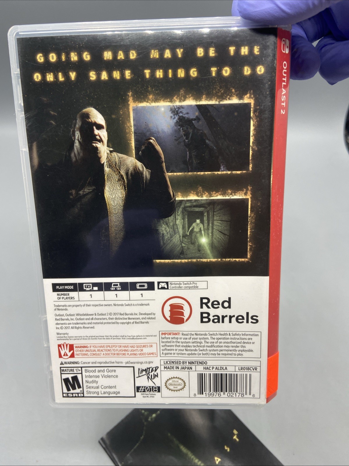 Outlast 2 Nintendo Switch 2018 Survival Horror Game **CASE MANUAL ONLY** NO GAME