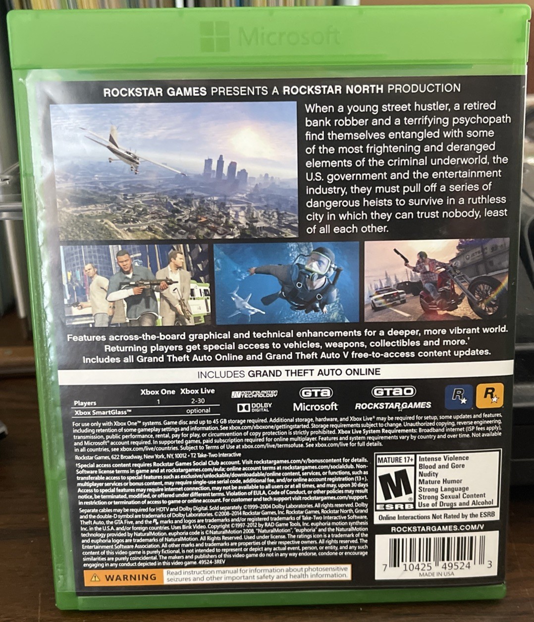 Grand Theft Auto V 5 Xbox One Series X Compatible CIB w/ MAP LN