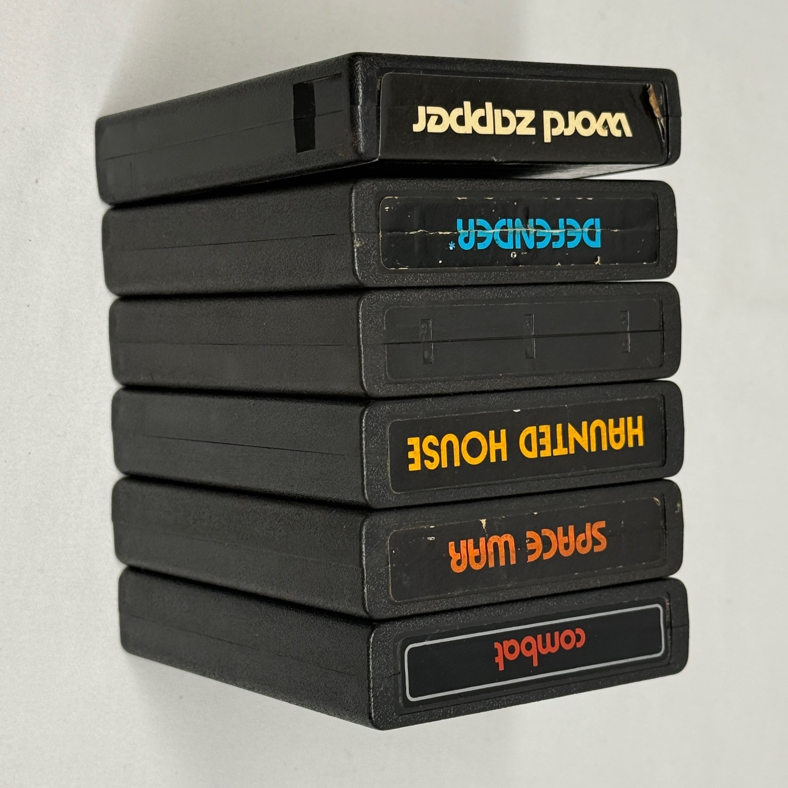 6 ATARI Video Game Cartridges – Word Zapper / Space War / Home Run – NOT TESTED
