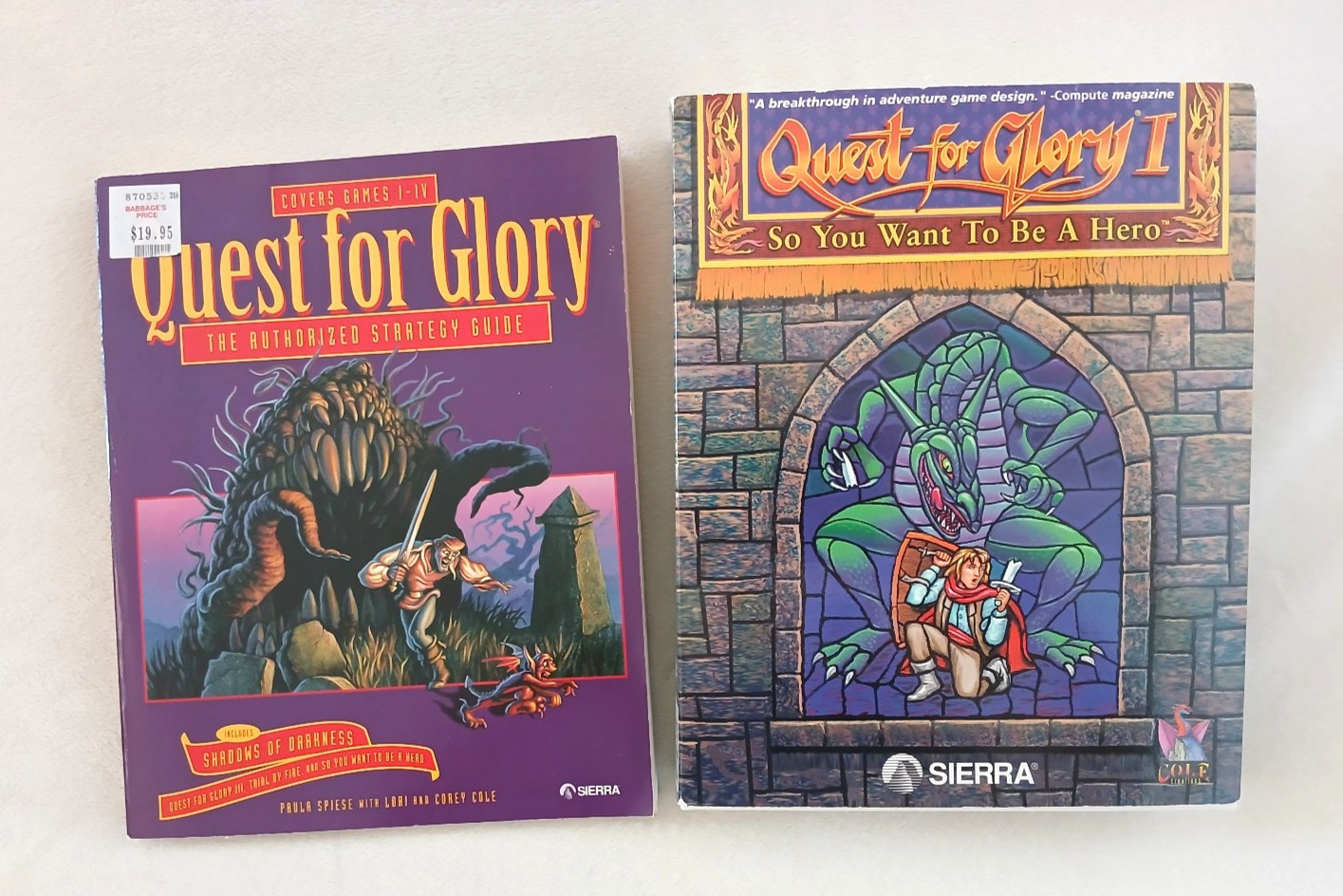 Vintage 1992 Sierra Quest for Glory 1 PC Big Box 3.5 disks + RARE Strategy Guide