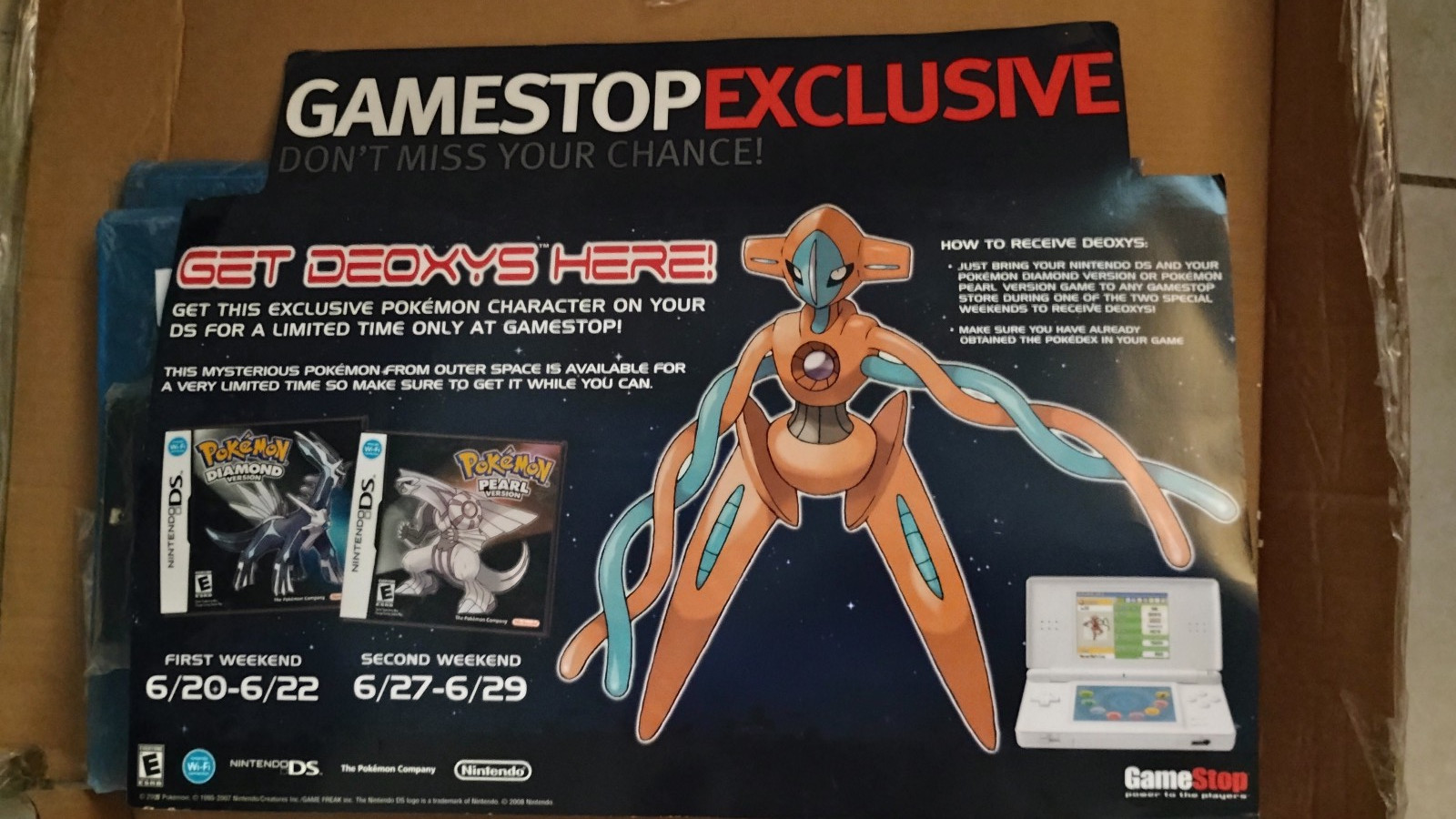 2008 Pokémon Deoxys GameStop Distribution Event Poster Original Promo Used Rare