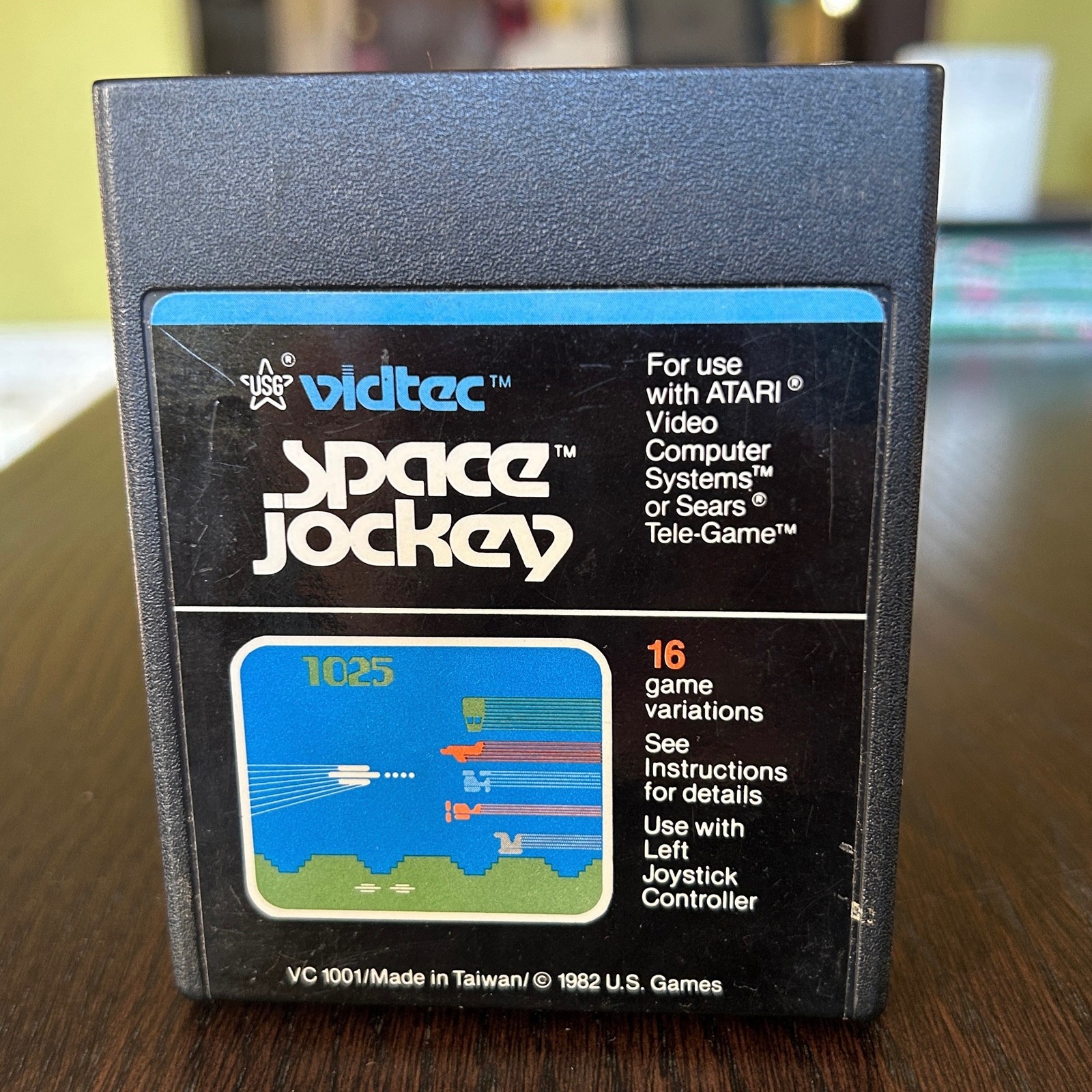 1982 Space Jockey Atari 2600 Video Game Cartridge by Vidtec + U.S. Games TESTED