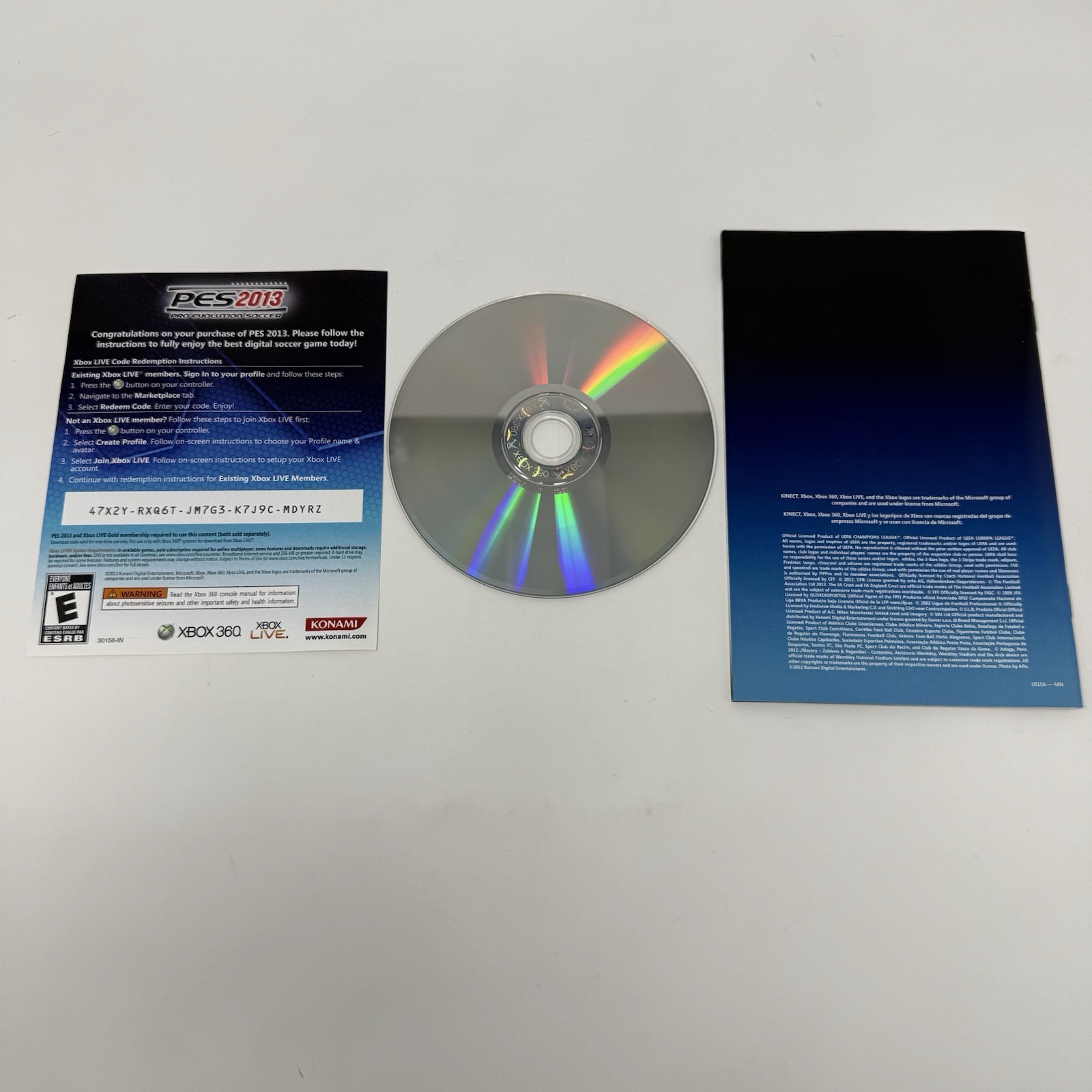 Pro Evolution Soccer PES 2013 Xbox 360 CIB Complete Manual Inserts Konami Futbol