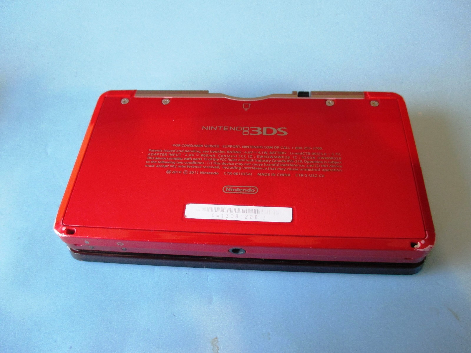 Nintendo 3DS Flame Red System w/Charger FREE Shipping!