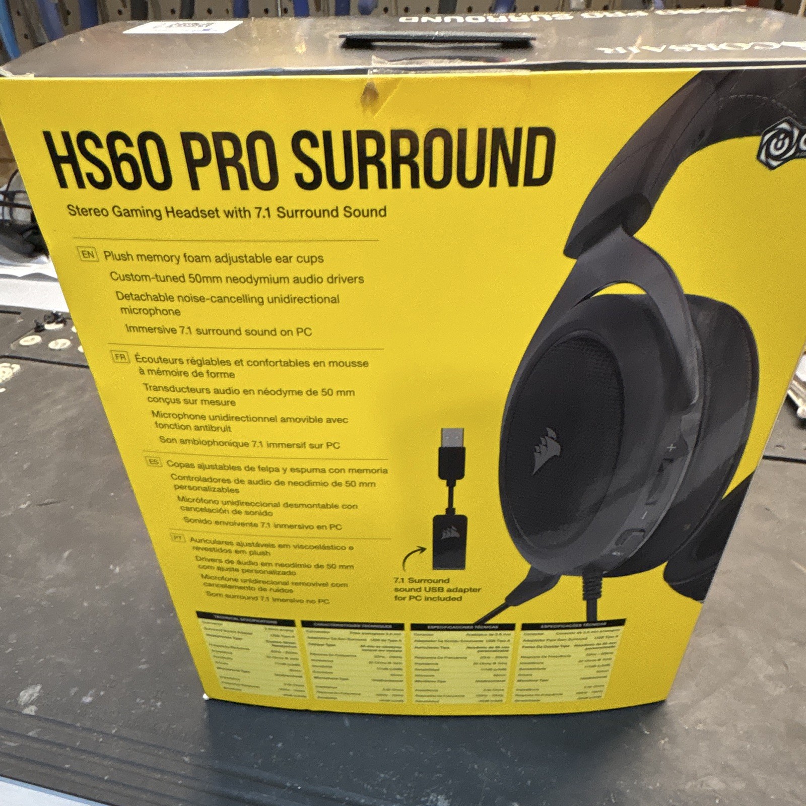Corsair HS60 PRO Surround Black Headset 7.1 USB/3.5mm Detachable Boom Mic