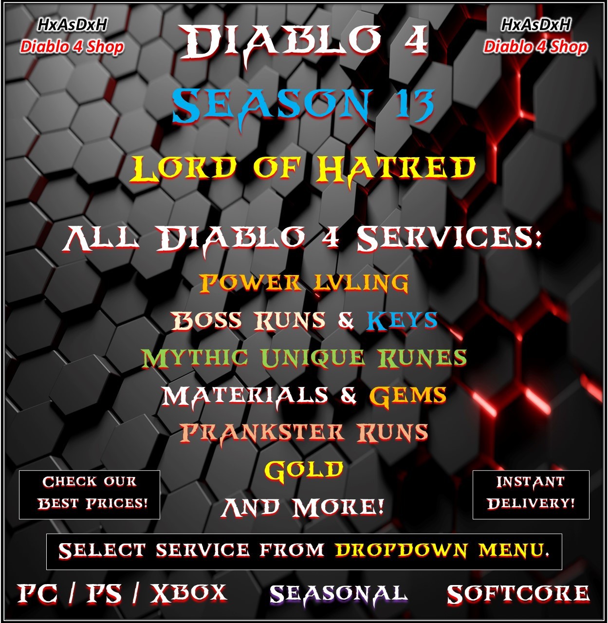 ✨Diablo 4✨Season 13✨All Diablo 4 Boost✨Power LVL & Mats & Runes & Boss Runs✨