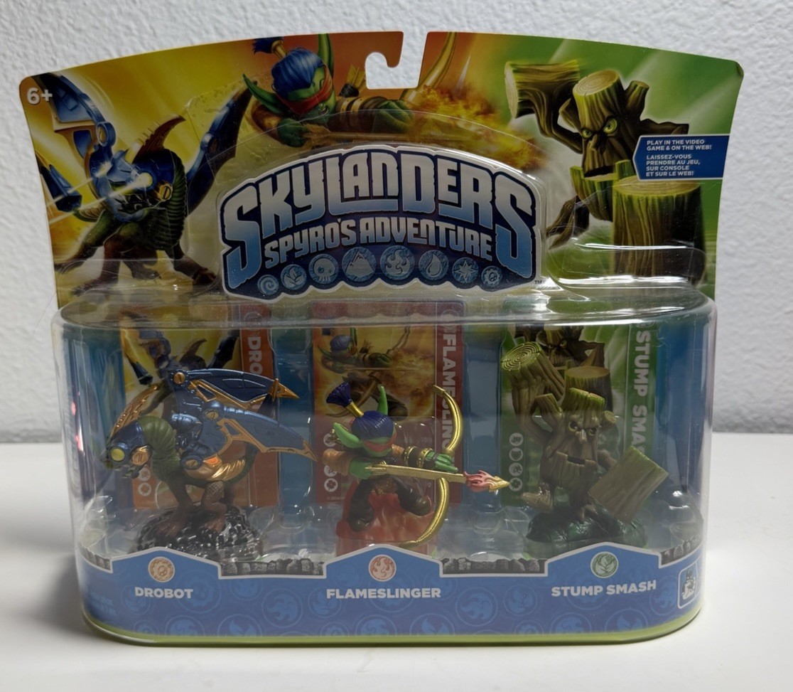Skylanders Activision Spyro’s Adventure 3 Pack Drobot Flameslinger Stump Smash