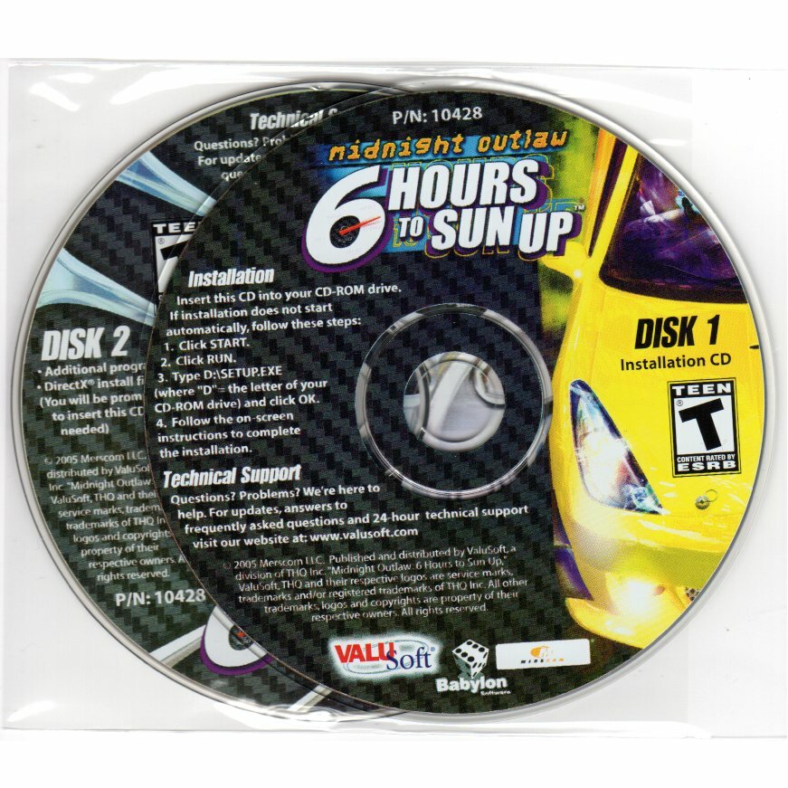 Midnight Outlaw: 6 Hours to Sun Up (2PC-CD, 2006) Win 2000/XP-NEW CDs in SLEEVE