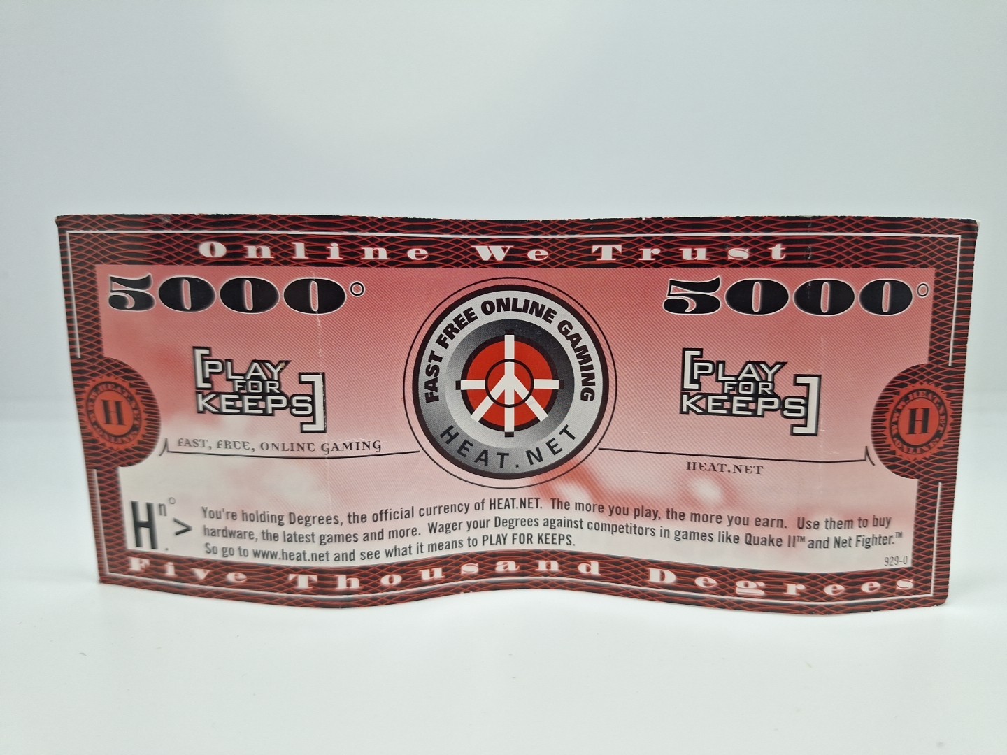 Heat.Net 1998 Segasoft Degrees [5000] (Defunct Online Game Currency *Paper) (O)