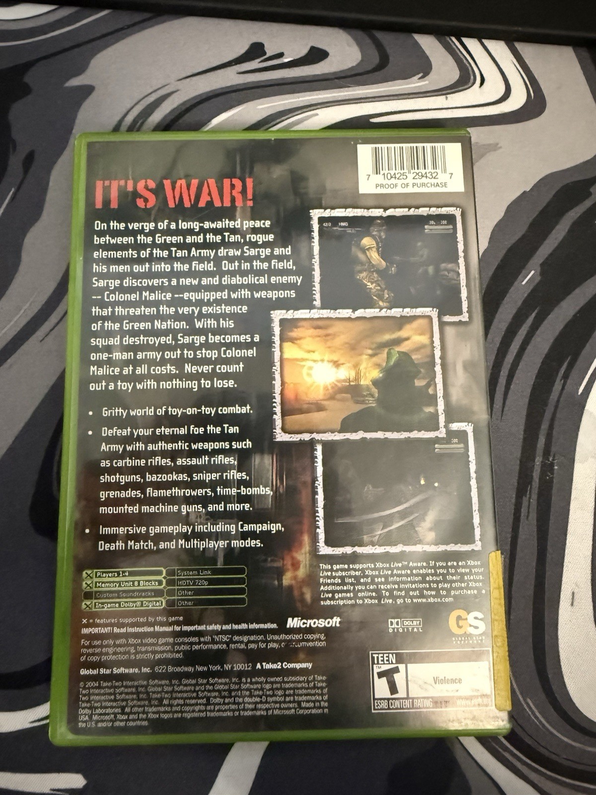 Global Star Software Army Men: Sarge’s War Action Xbox Manual Included