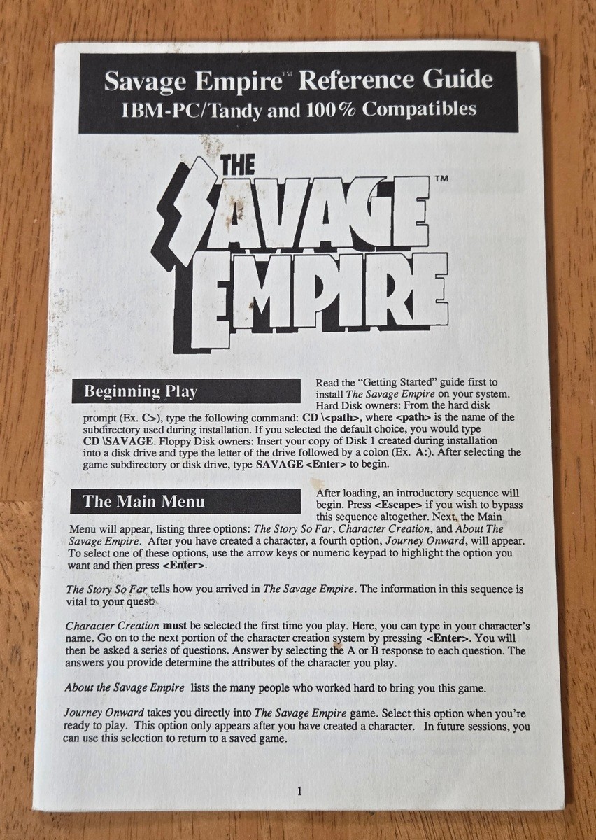 Worlds of Ultima Savage Empire Origin IBM PC Big Box Game 5.25″ Disk No Map 1990