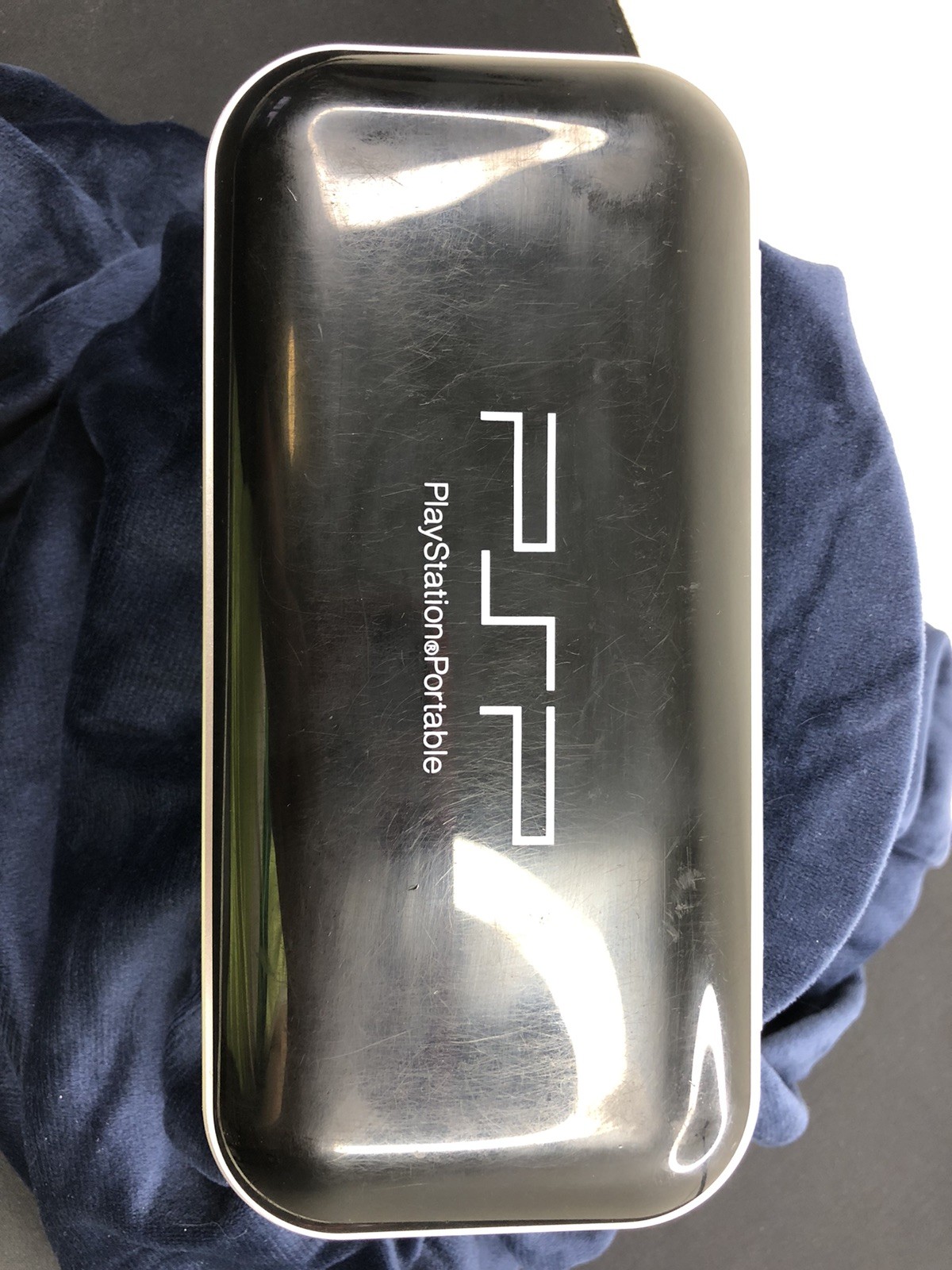 PSP Carry Case Travel RARE Silver Black UMD SD Card Slim Hard Shell Sony BDA VTG
