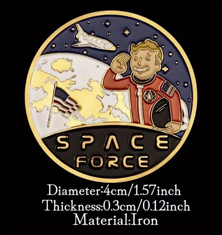 Vault Boy Fallout Themed USA Space Force Commemorative Challenge Coin Gamer Gift