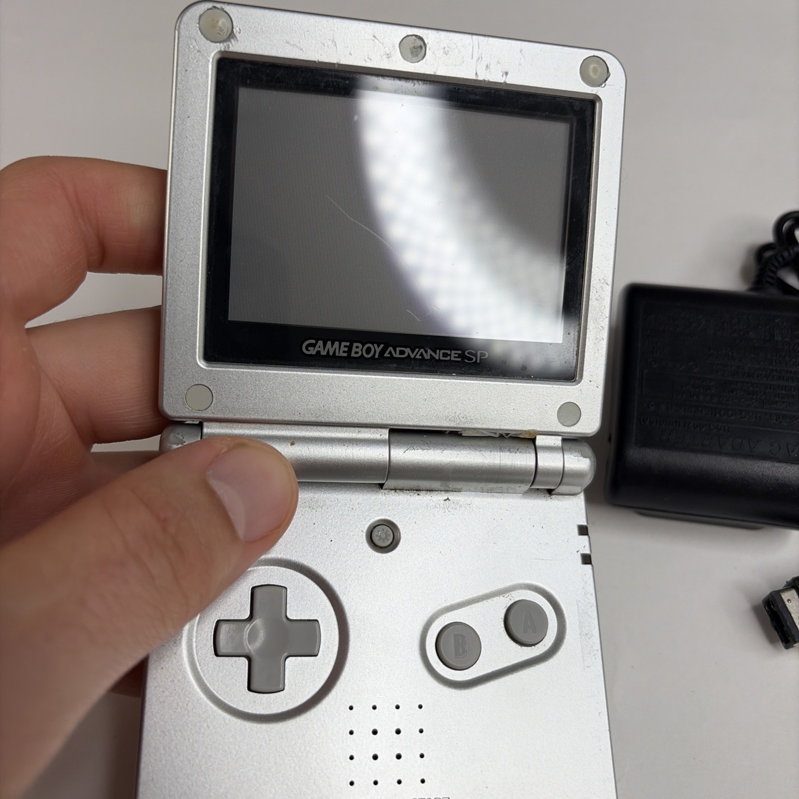 Gameboy Advanced sp GBA Platinum Silver Ags-001 Tested US Model