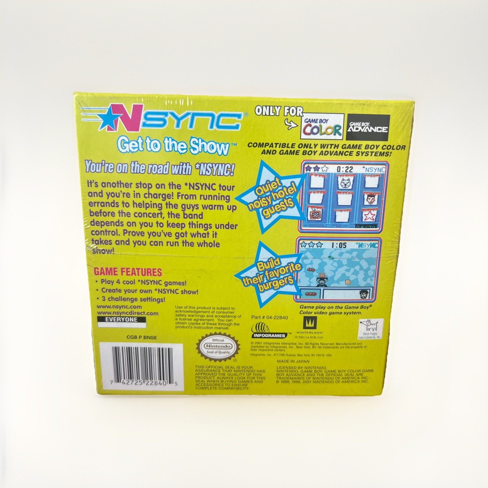 NSYNC: Get to the Show – Nintendo Game Boy Color, 2001, Brand New, Sealed!