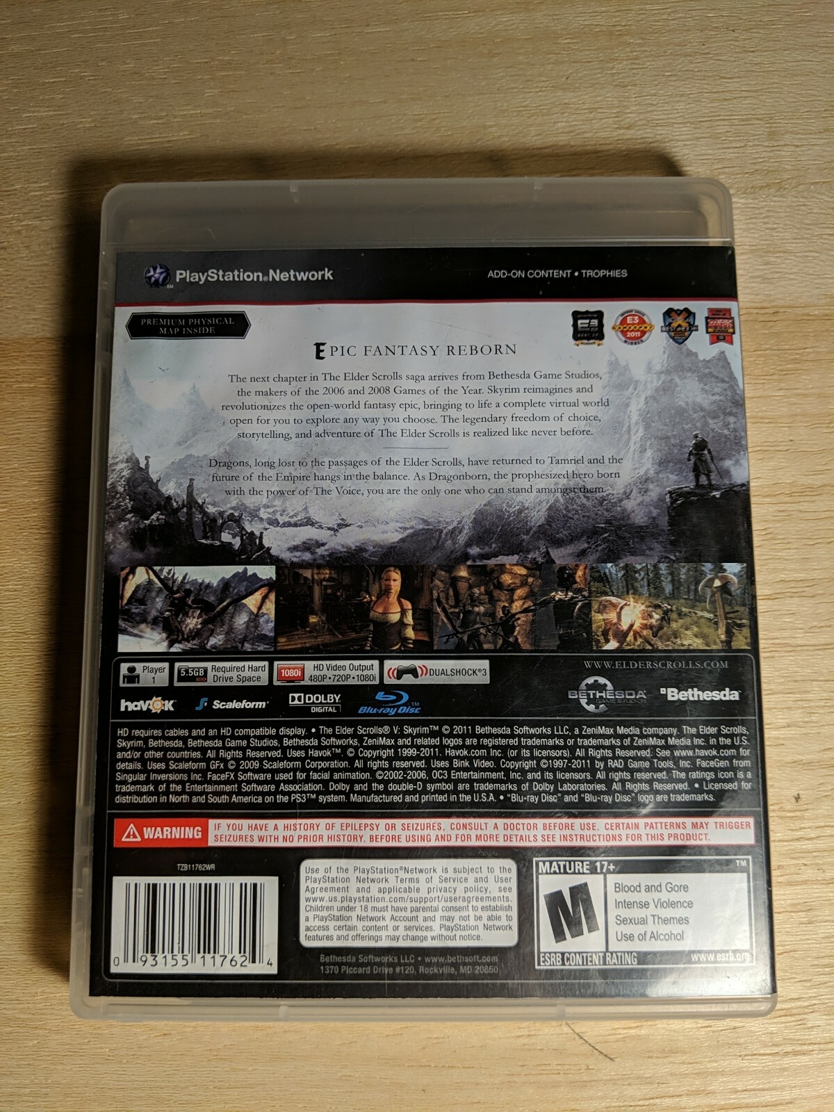 Elder Scrolls V 5 Skyrim (Sony PlayStation 3 PS3, 2011) Disc/Case No Manual/Map