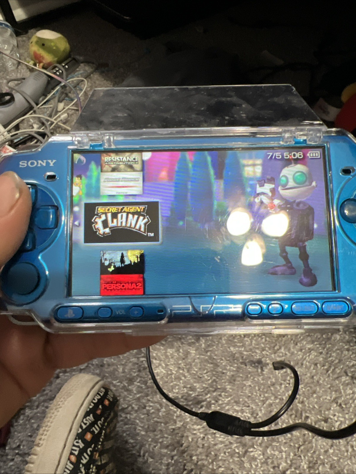 Sony PSP-3000 Blue Console Bundle 64GB with Charger, Case also Custom.