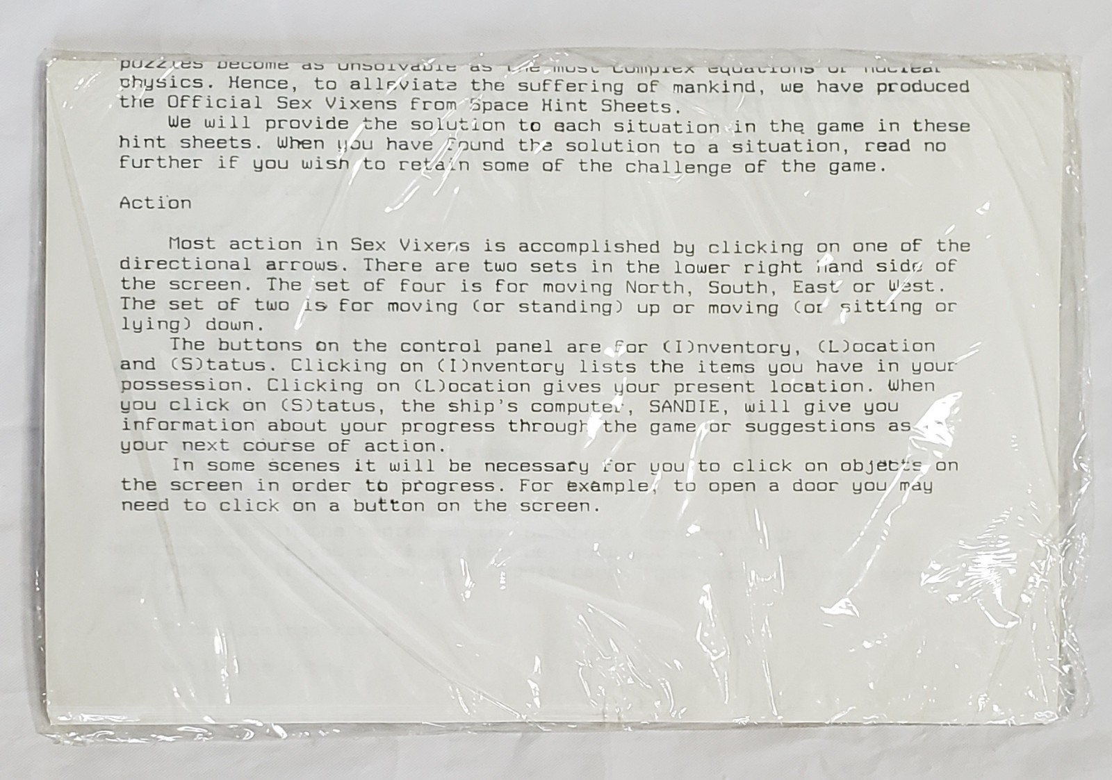 NEW 1988 Amiga SEALED Sex Vixens From Space + Hint Sheets Free Spirit Software