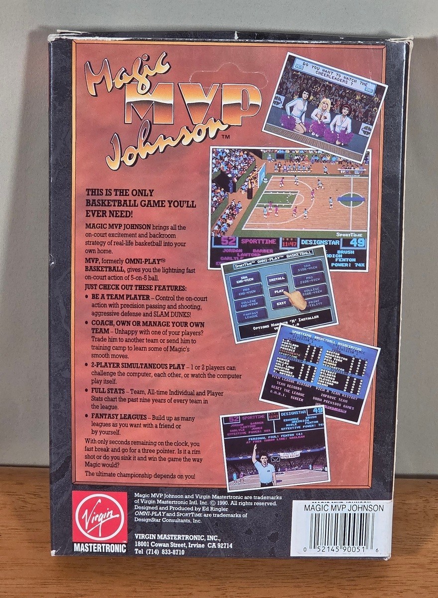 MVP Magic Johnson Virgin Mastertronic IBM PC Big Box Game 1990 CIB 3.5″ Floppy