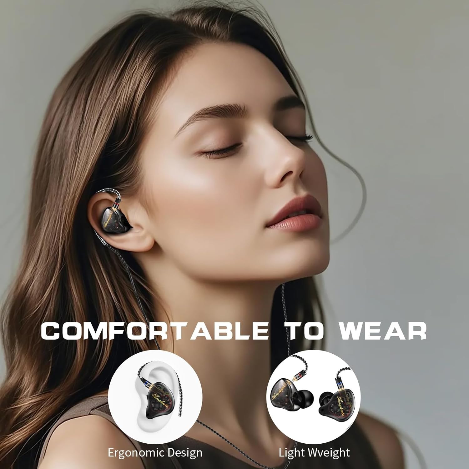 Noise-Isolating In-Ear Monitors with Detachable MMCX and Silver-Plated Cable