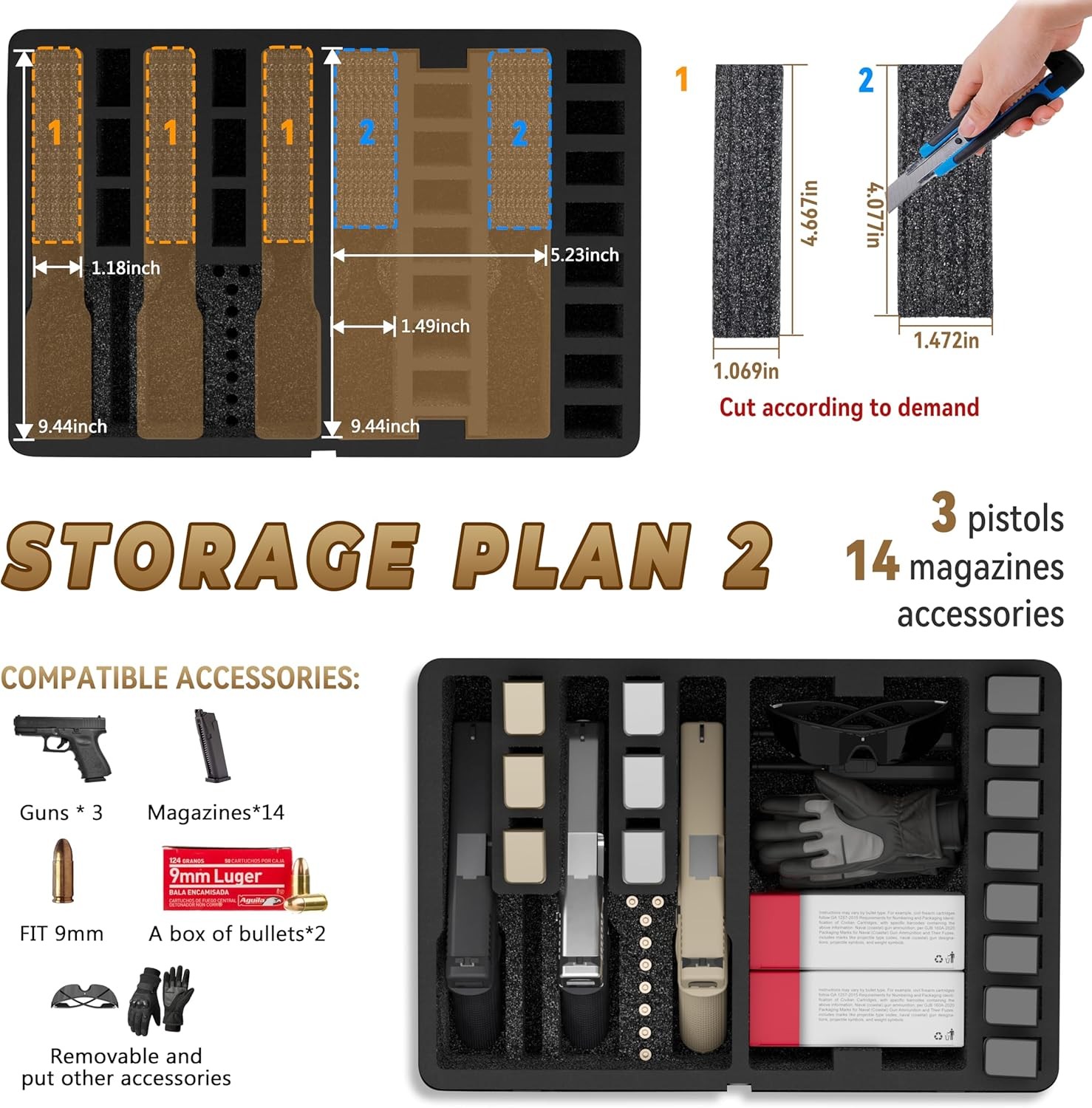 TSA Approved Pistol Gun Case for Multiple Handguns Hard Waterproof Travel Case
