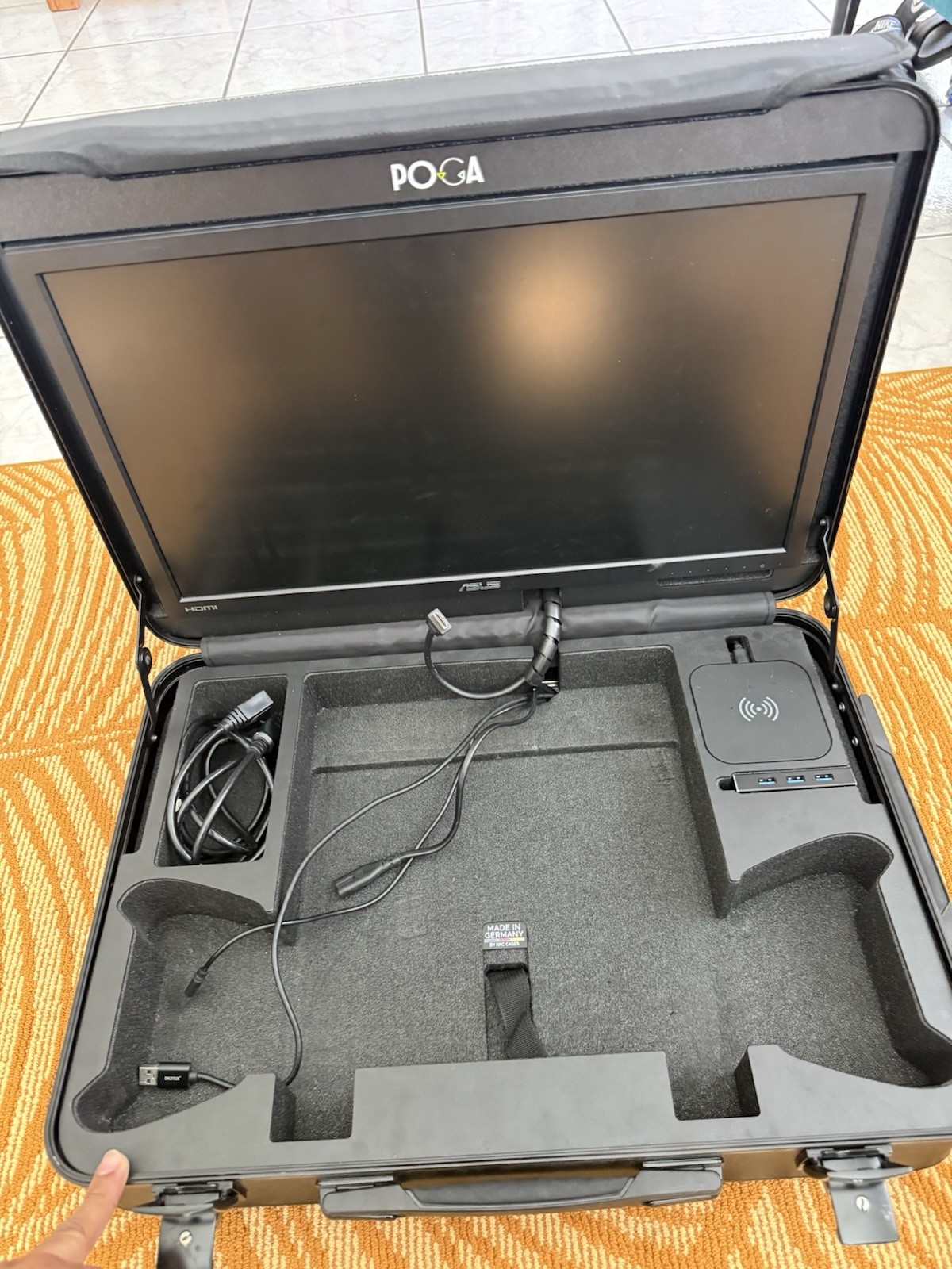 POGA Hard Shell Case w/ Built-in Monitor, USB Ports for PS4,PS5/Xbox One S