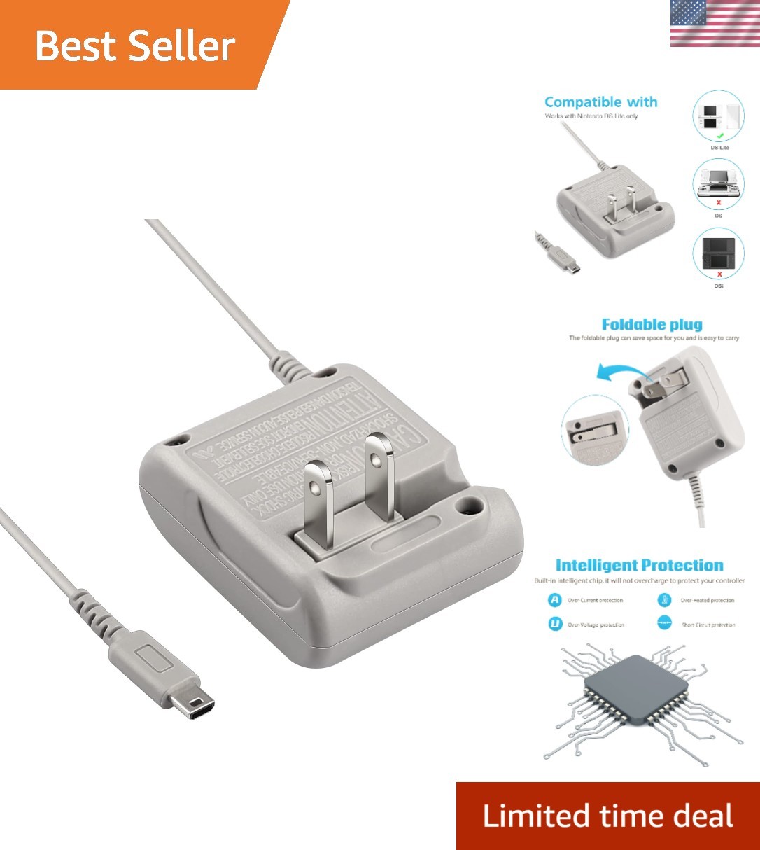 Brand New Grey DS Lite Power Charger 5.2V 450mA