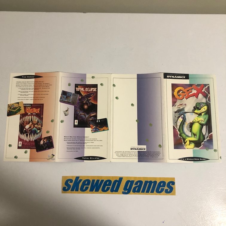 Gex Fold Out Panasonic Pamphlet Promotional Insert Only – 3DO
