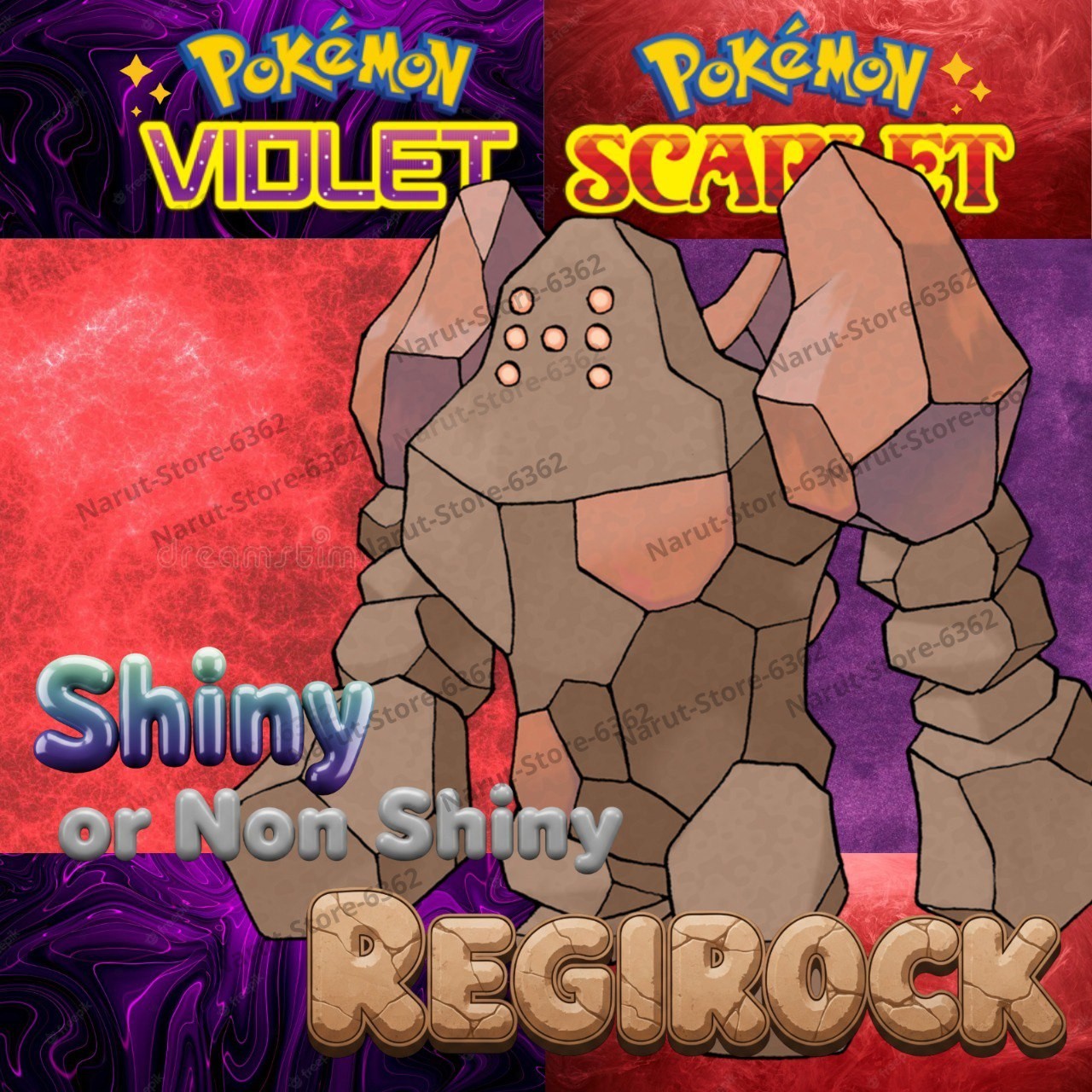 REGIROCK🔥SHINY OR NON SHINY🔥CUSTOM OR UNTOUCHED🔥 FOR POKÉMON SCARLET & VIOLET