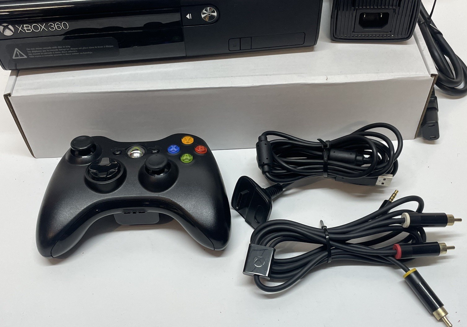 Microsoft Xbox 360 E Console 500GB Black Model 1538 Controller Cables TESTED