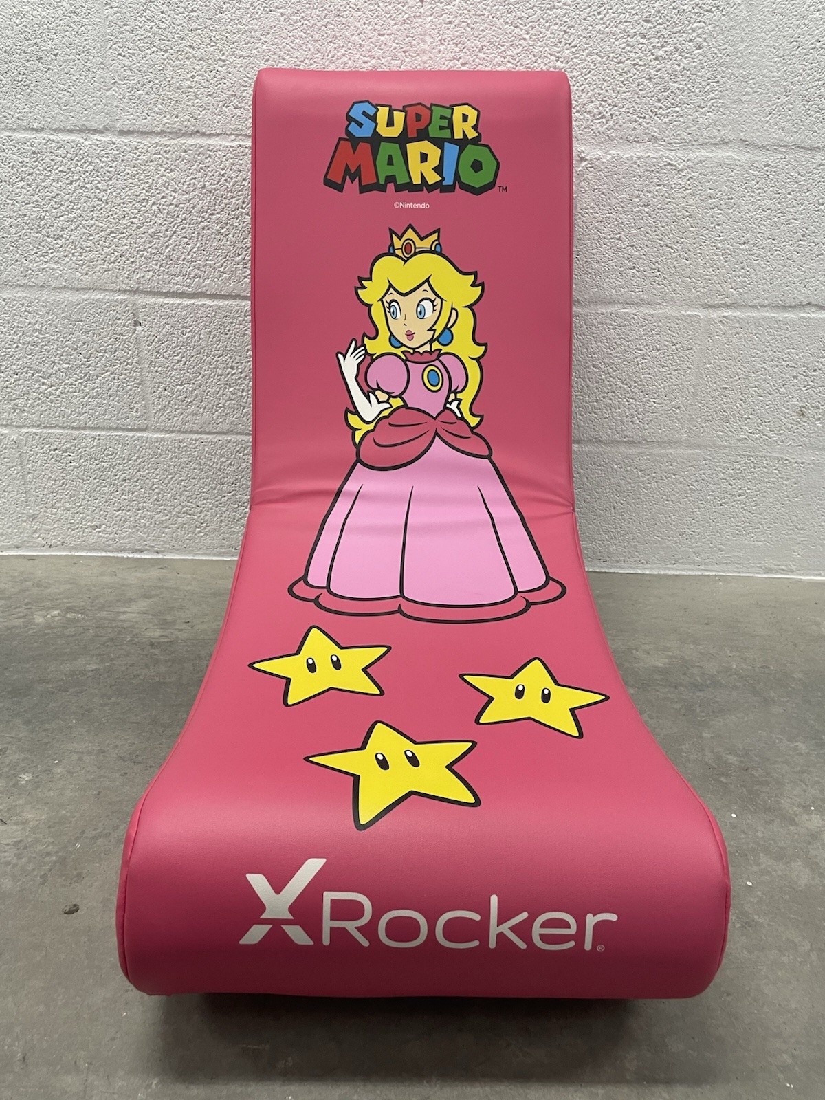 X Rocker Super Mario Princess Peach Pink Floor Gaming Rocker Chair Rare HTF EUC