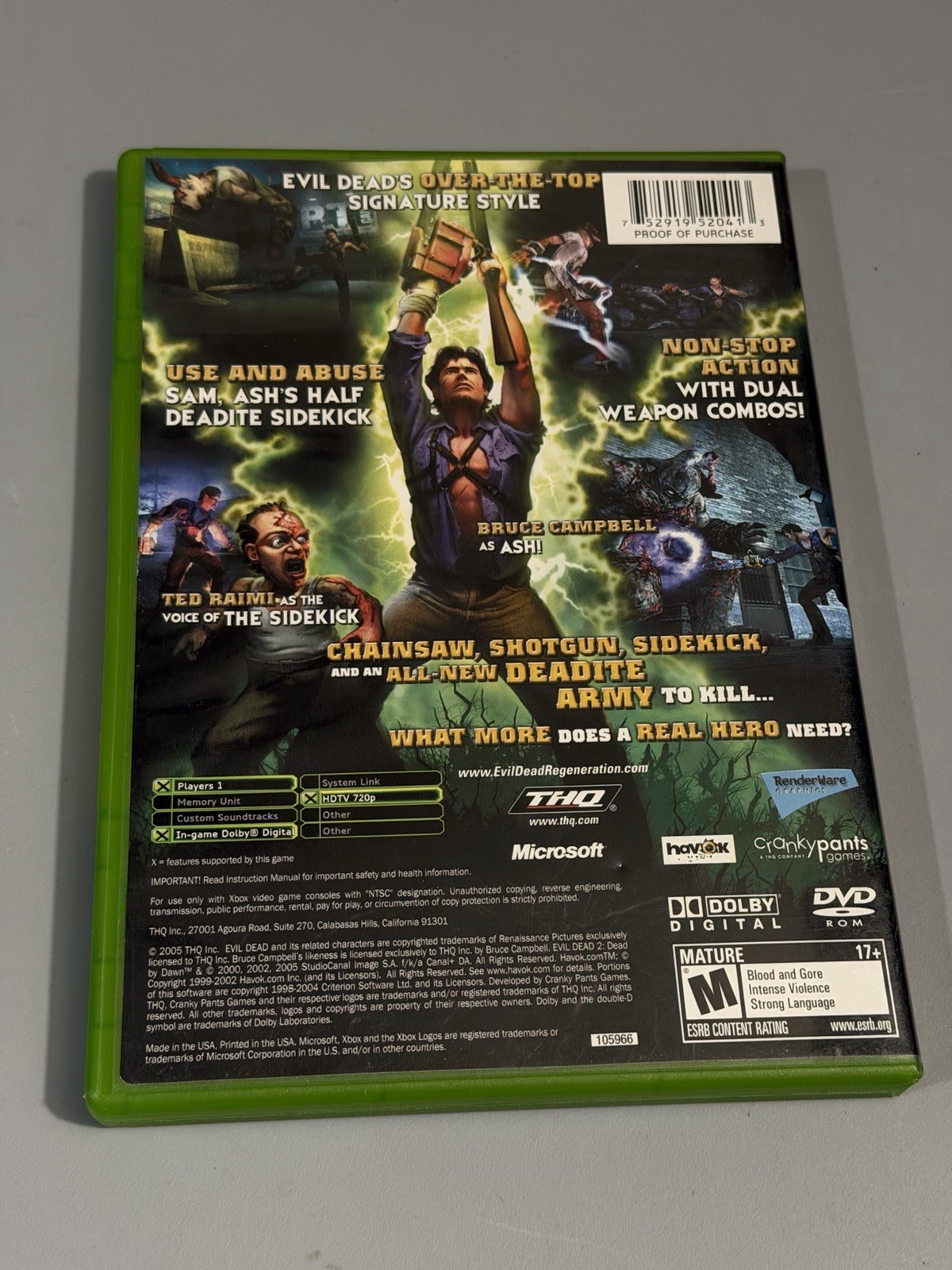 Evil Dead Regeneration for Xbox Original CIB Complete Survival Horror