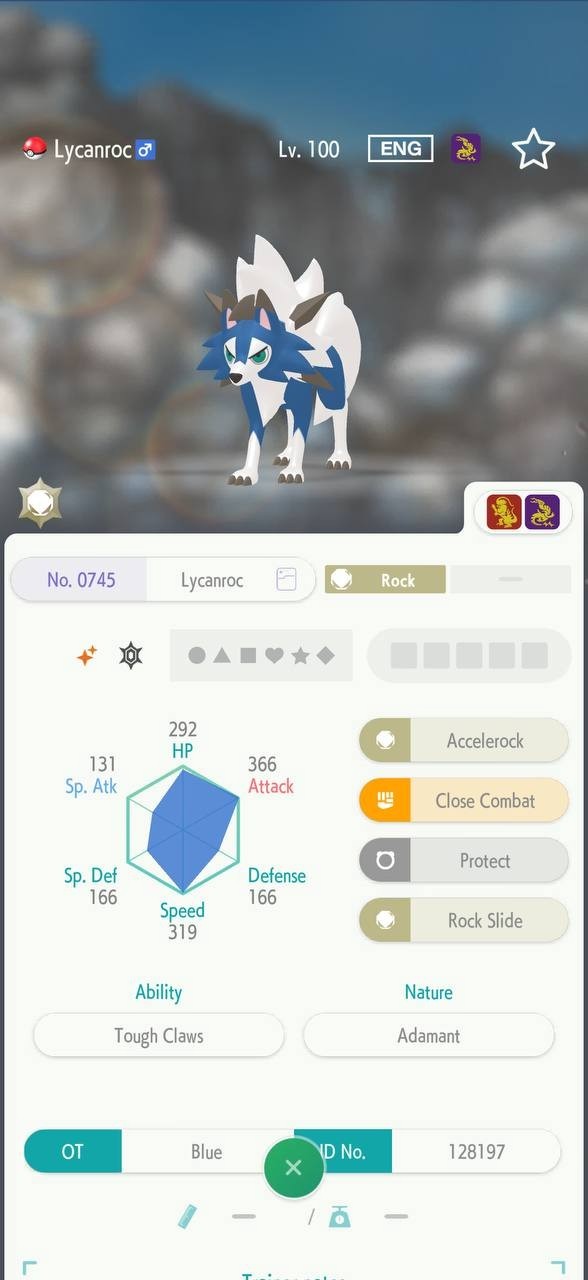 LYCANROC DUSK 🔥6IV SHINY POKEMON HOME🔥Pokemon CHAMPIONS