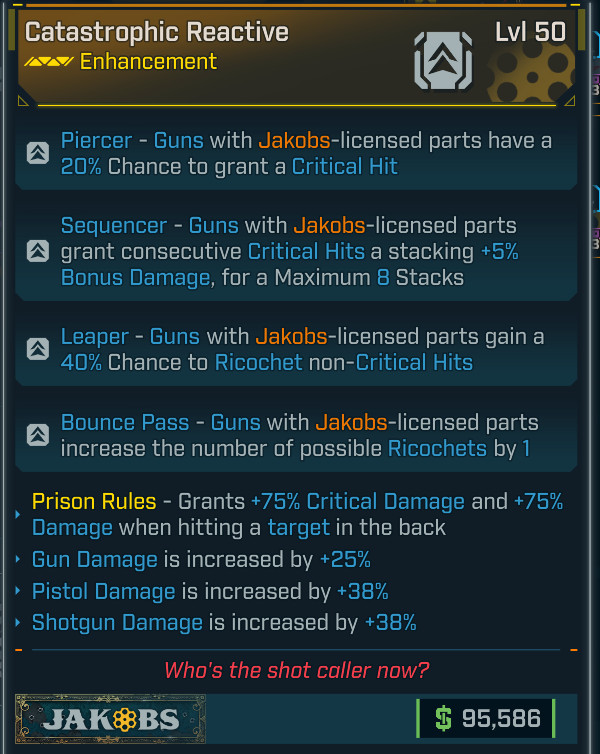 Borderlands 4 • MODDED ENHANCEMENT • Reactive • 4 perks • Lvl 50 • PS PC XB