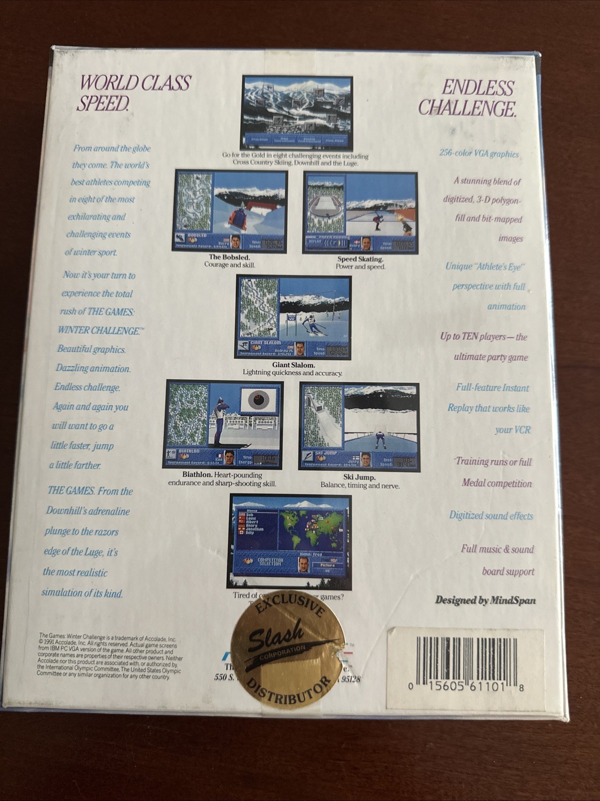The Games Winter Challenge Accolade Ski 1991 PC 5-1/4″ Floppy Rare In sealed box