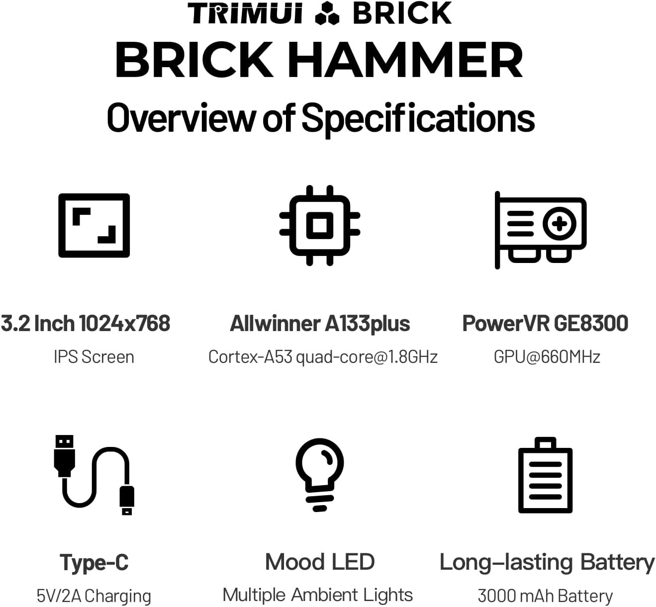 Trimui Brick Metal Body 3.2 Inch IPS RGB Vibration