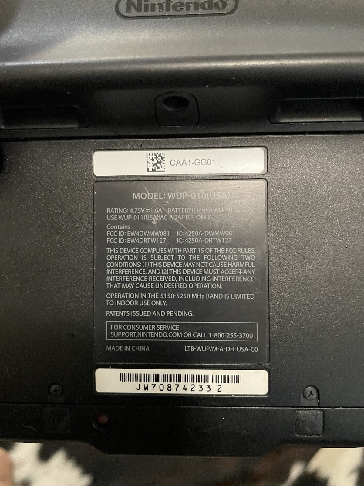 Nintendo Wii U WUP-010 Gamepad Only Black Works Tested
