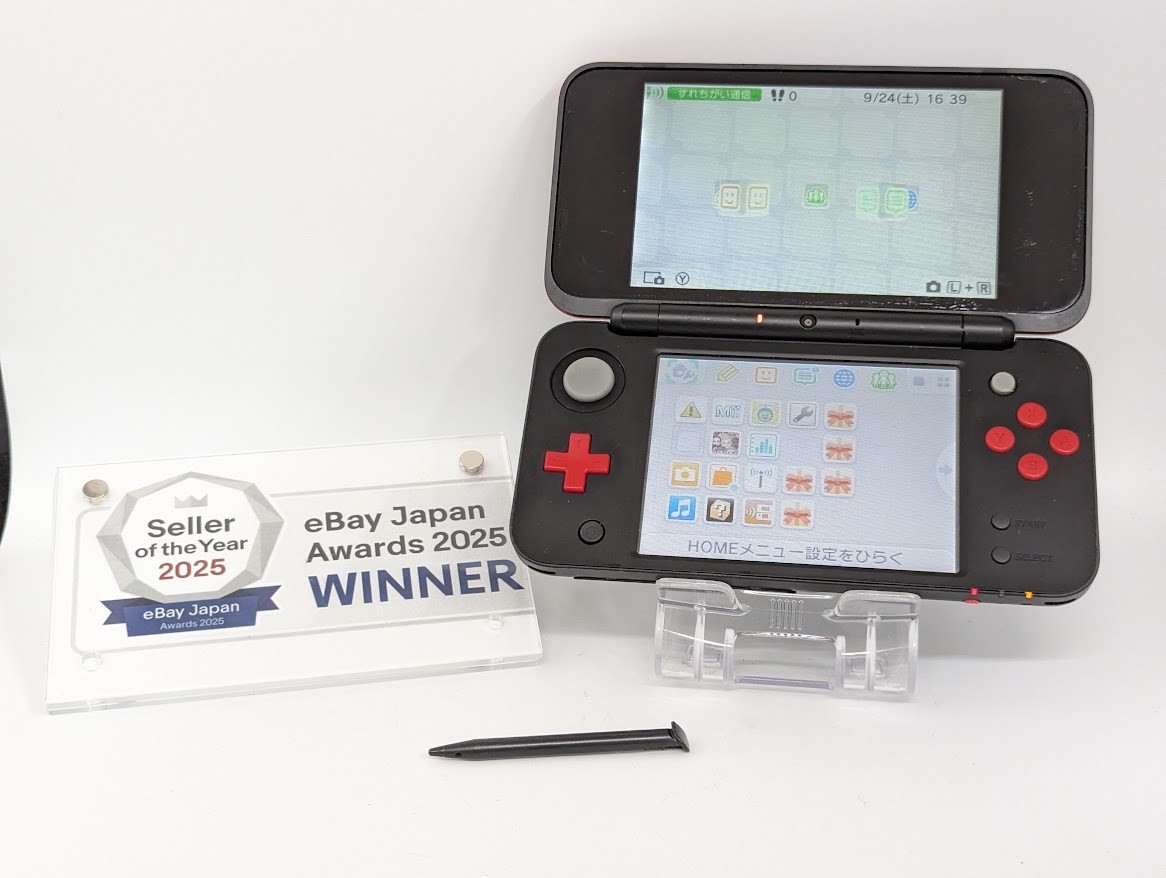 B345 Nintendo new 2DS console LL XL Mario Kart Black x Red Japan w/pen fx