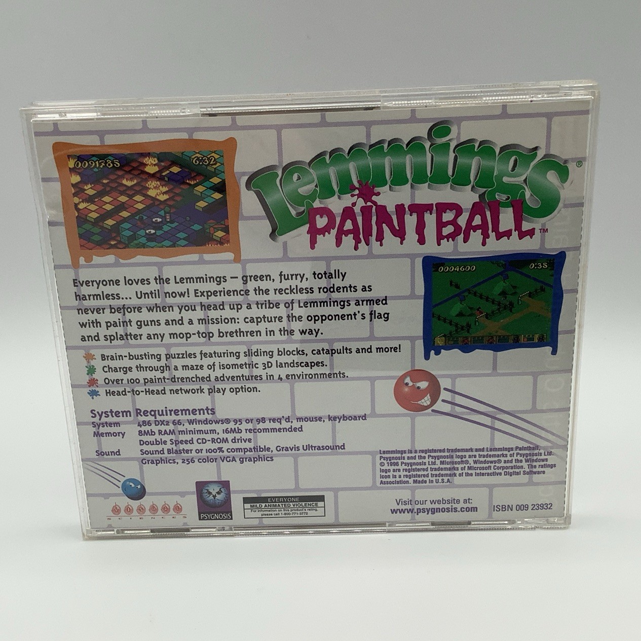 Psygnosis Lemmings Paintball CD ROM PC Game Windows 95/98 1996