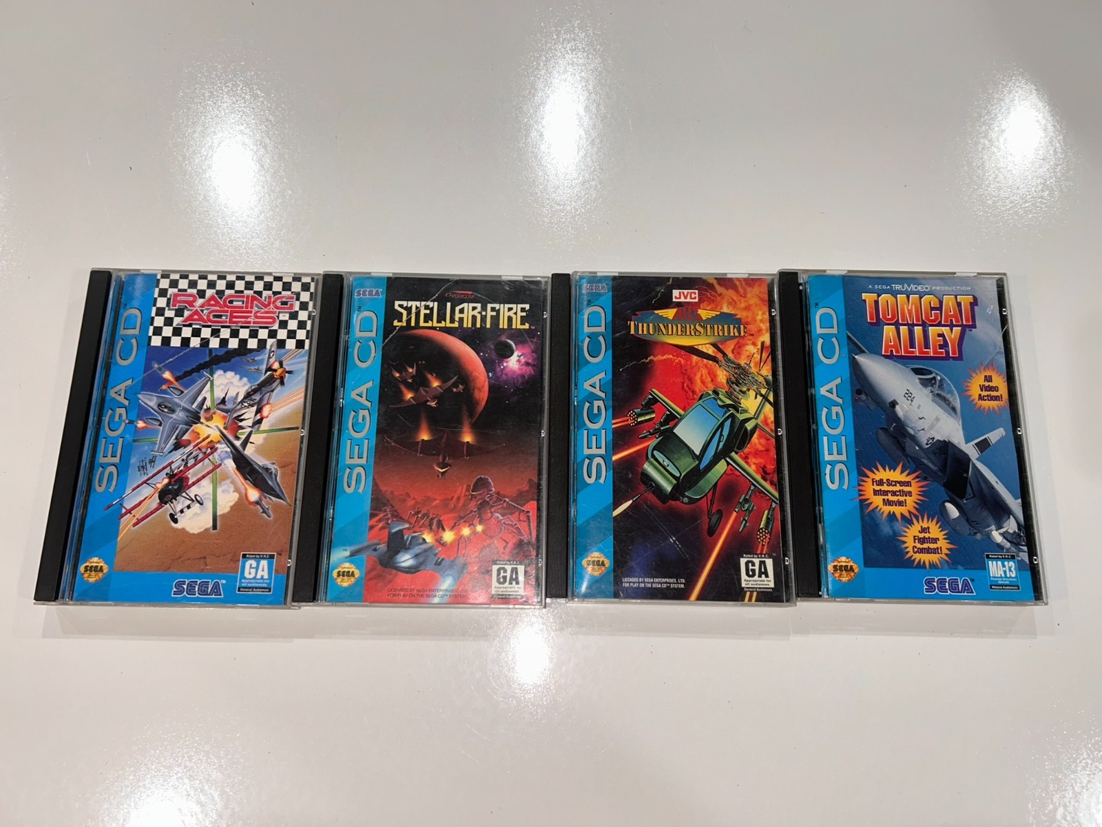 4 Sega CD Games (Racing Aces, Stellar-Fire, ThunderStrike, Tomcat Alley) Lot 8