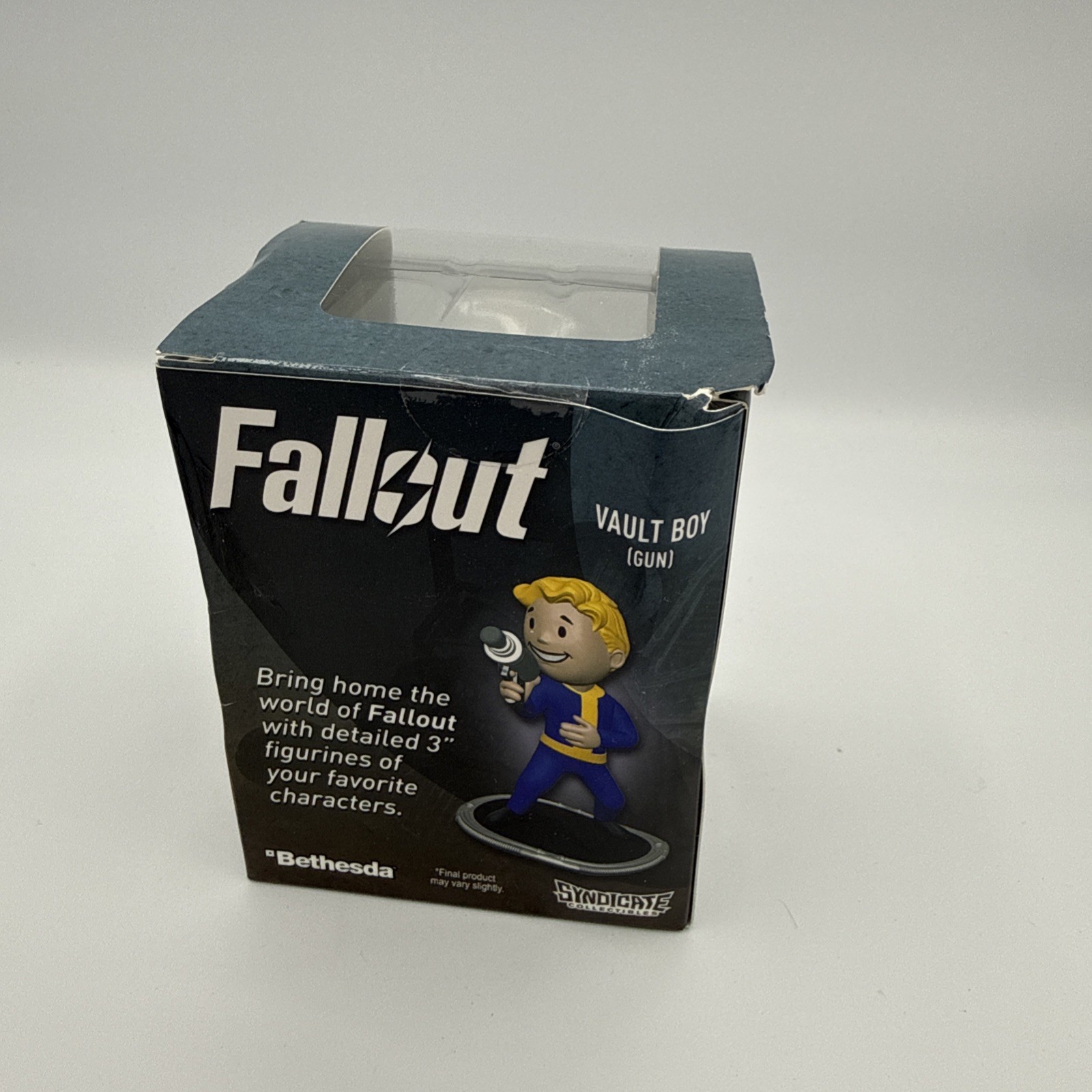 Fallout Vault Boy (Gun) 3″ Mini Figure Syndicate Collectibles Box Damage
