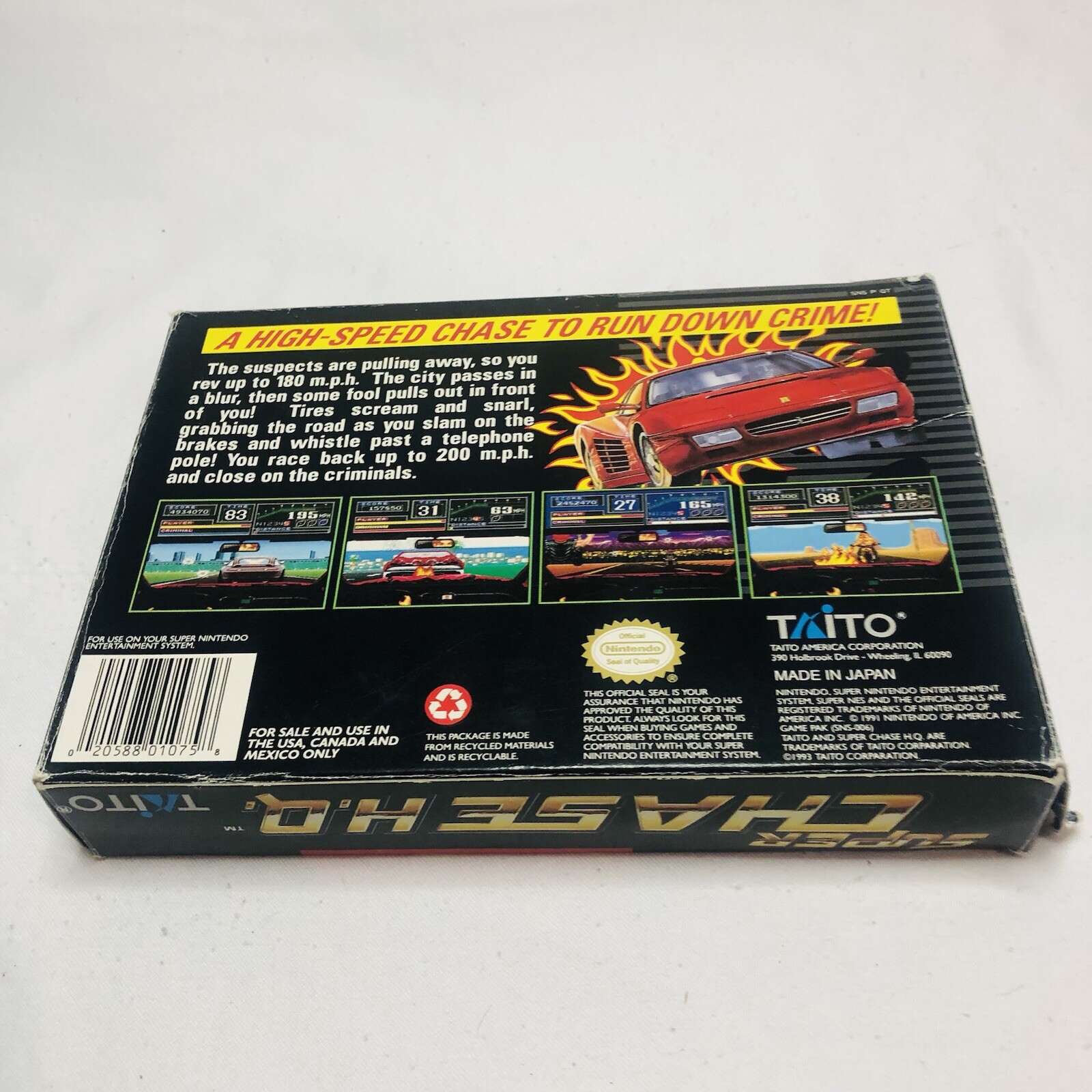 Super Chase HQ H.Q. Nintendo SNES Complete CIB Rare Cart Box + Manuals