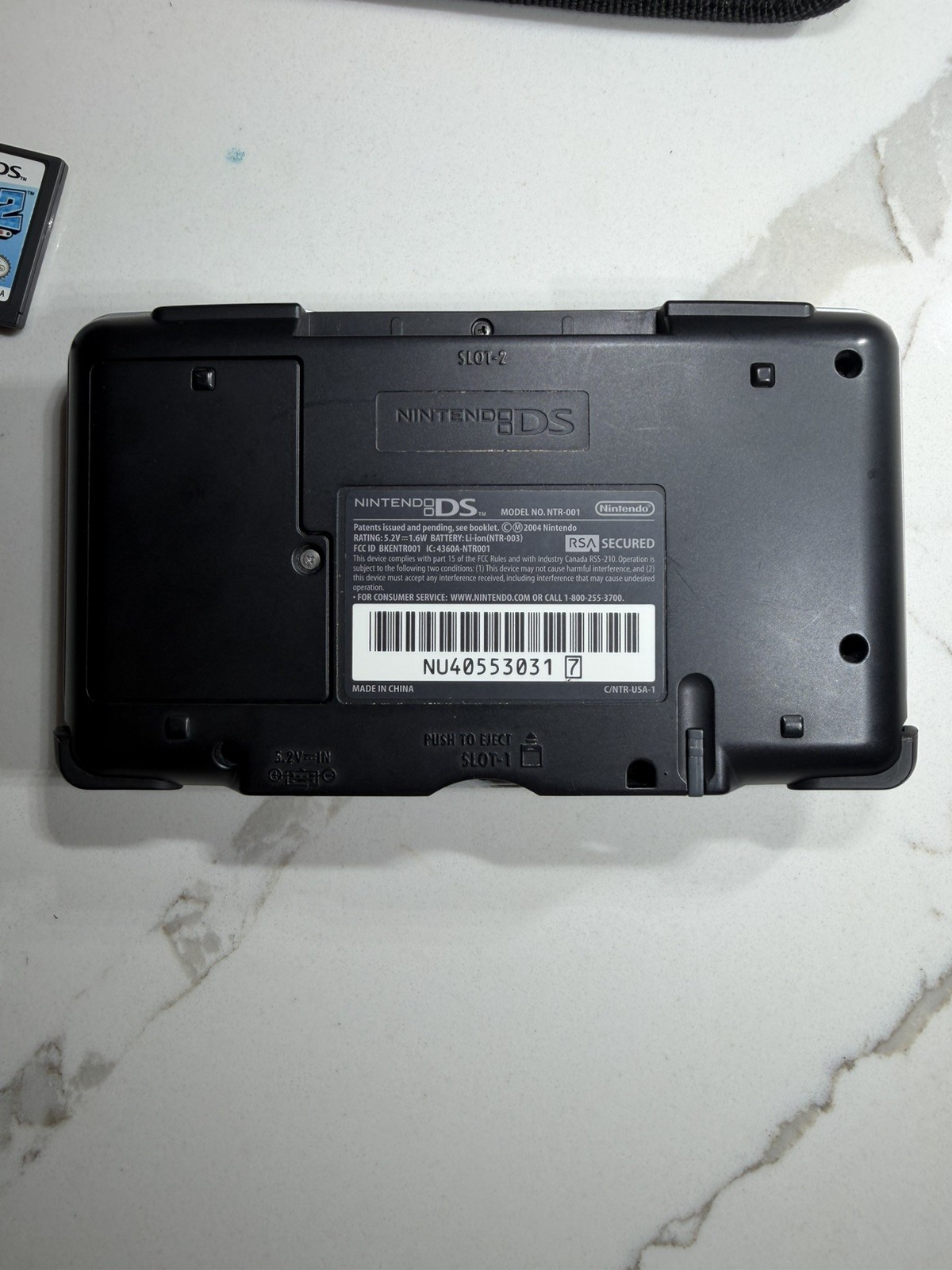 Nintendo DS Original Platinum Silver + DS Lite Black + Mario Games + Charger Lot