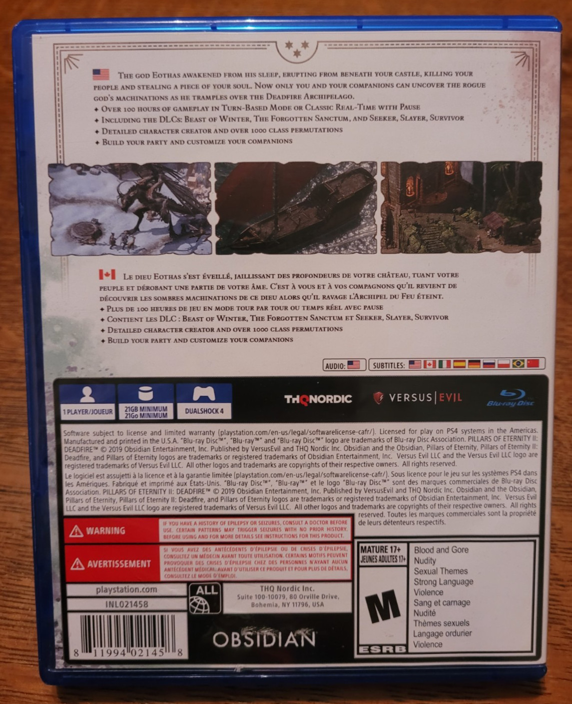 PILLARS OF ETERNITY II DEADFIRE ULTIMATE EDITION Sony PlayStation 4 COMPLETE PS4
