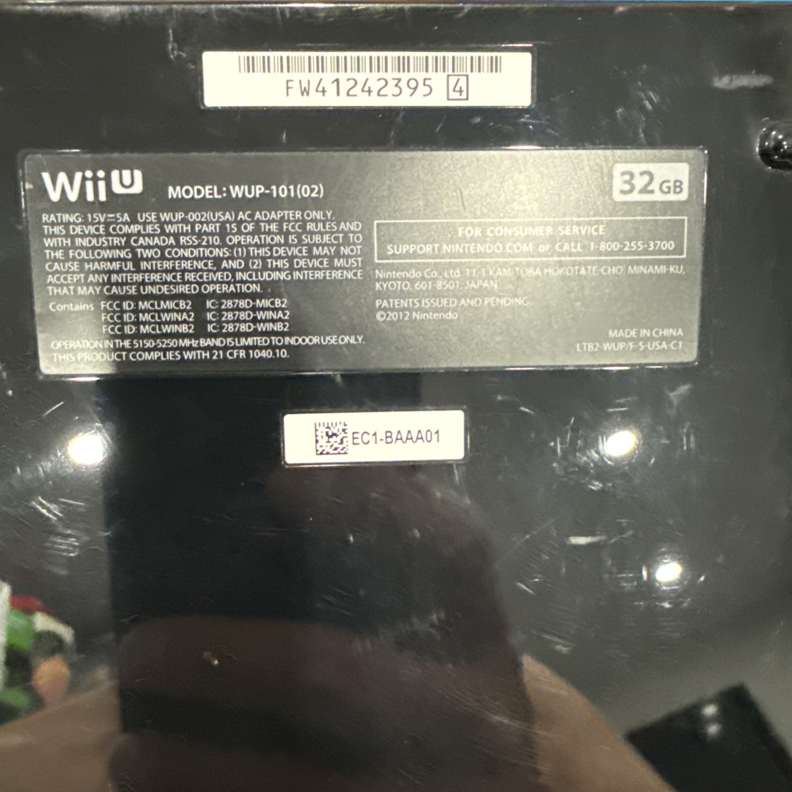 Nintendo Wii U Console Black 32GB Bundle NintendoLand- No Sensor Bar. Tested