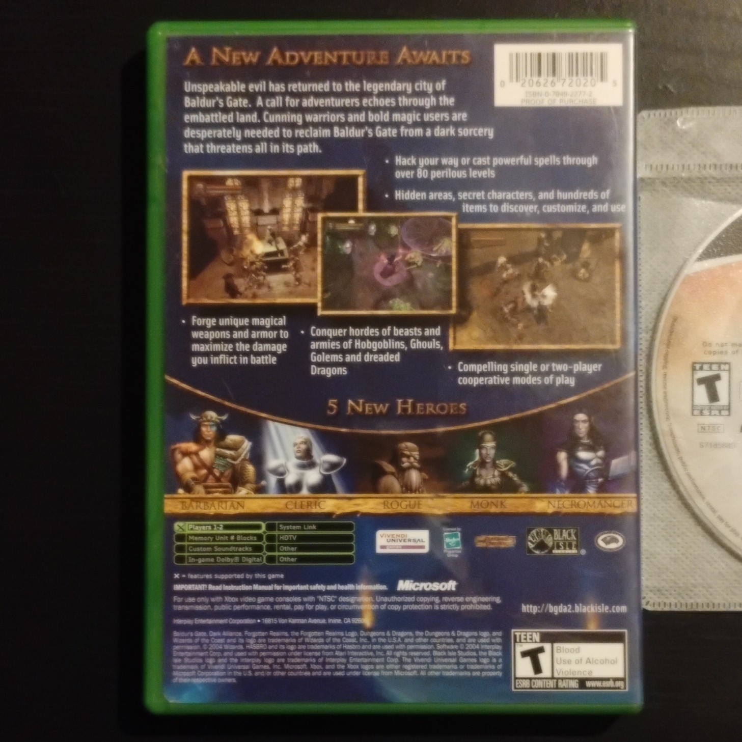 Baldur’s Gate: Dark Alliance 1 & 2 Xbox Dungeon Crawler/Hack-and-Slash Games Lot