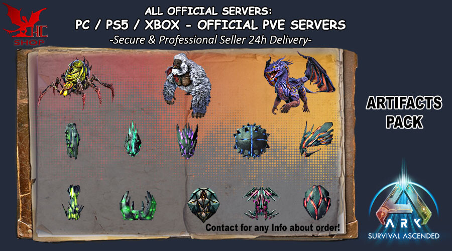 Ark Survival Ascended PC/PS5/XBOX Official PVE – Full ARTIFACT SET for all Boss